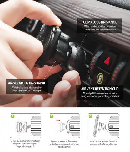 Ringke Power Clip Magnetic Car Mount, Universal, Black