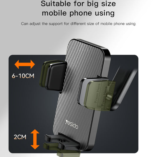 Autohouder Yesido C173, 4.7inch - 7.2inch, Zwart