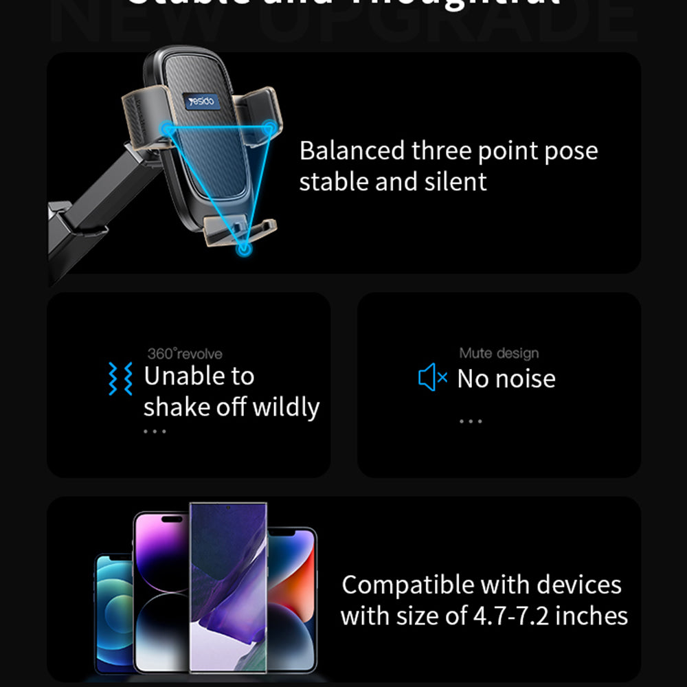 Autohalterung Yesido C262, 4,7 Zoll - 7,2 Zoll, Schwarz