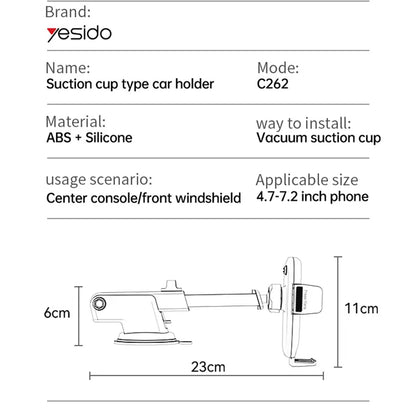Autohalterung Yesido C262, 4,7 Zoll - 7,2 Zoll, Schwarz