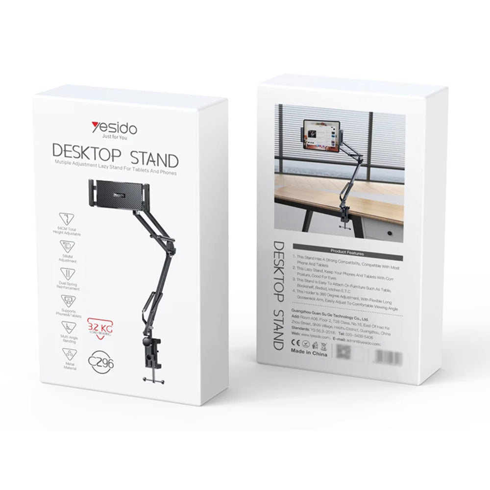 Support de bureau Yesido C296 pour téléphone / tablette, 4 pouces - 12,9 pouces, Noir