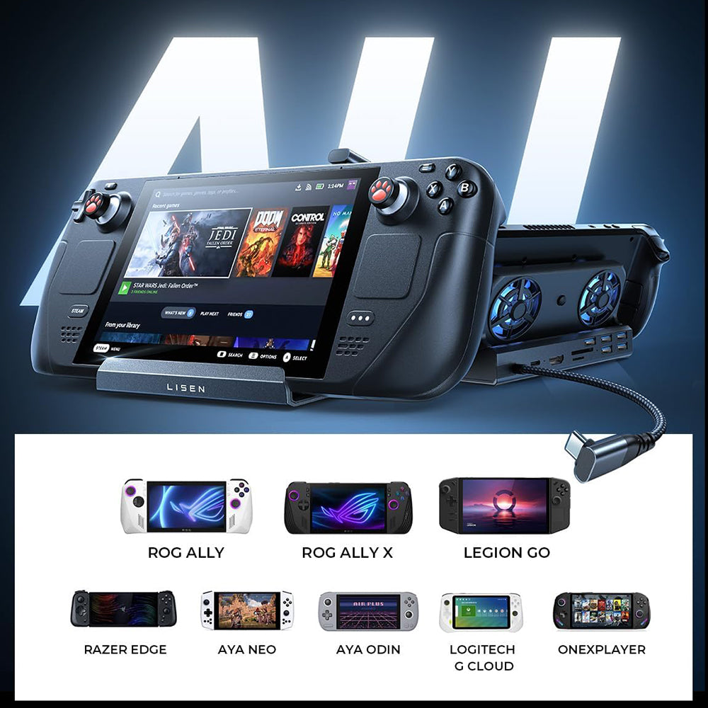 Support Hub avec Cooler Lisen S1 pour Console ROG / Lenovo / Razer / Aya / Logitech / Onexplayer Series, Noir YL0423110005