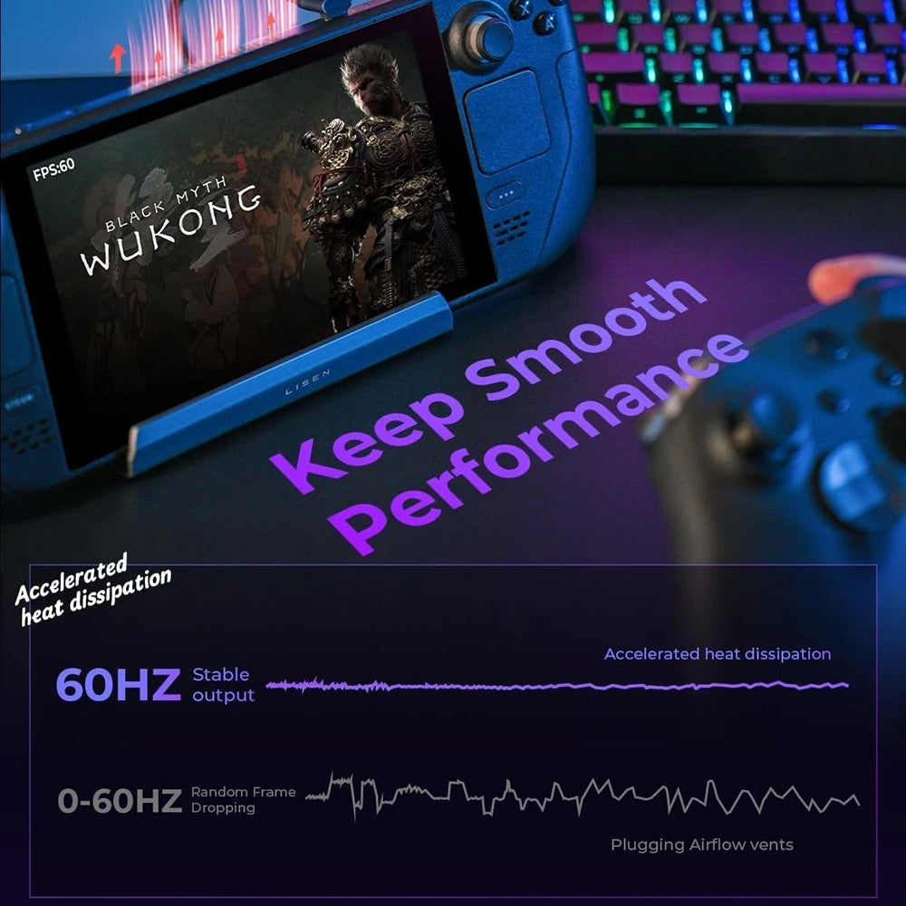 Support Hub avec Cooler Lisen S1 pour Console ROG / Lenovo / Razer / Aya / Logitech / Onexplayer Series, Noir YL0423110005