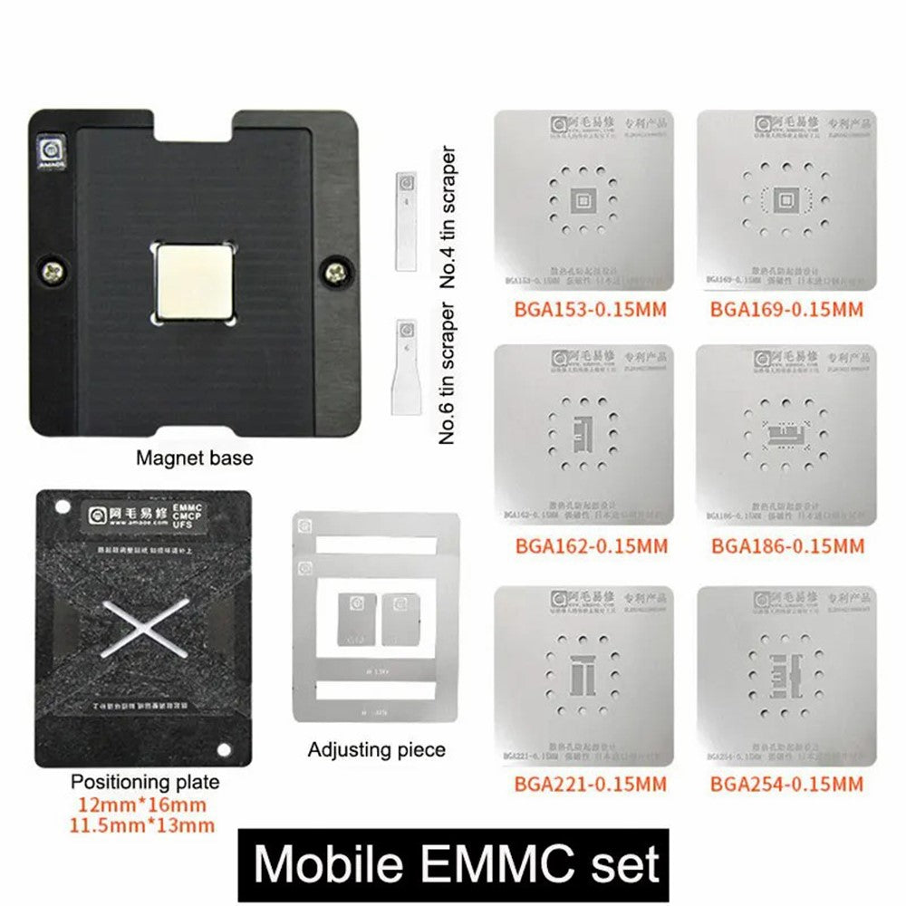 Support de Travail Reballing Amaoe pour EMMC BGA 153 / 162 / 169 / 186 / 221 / 254