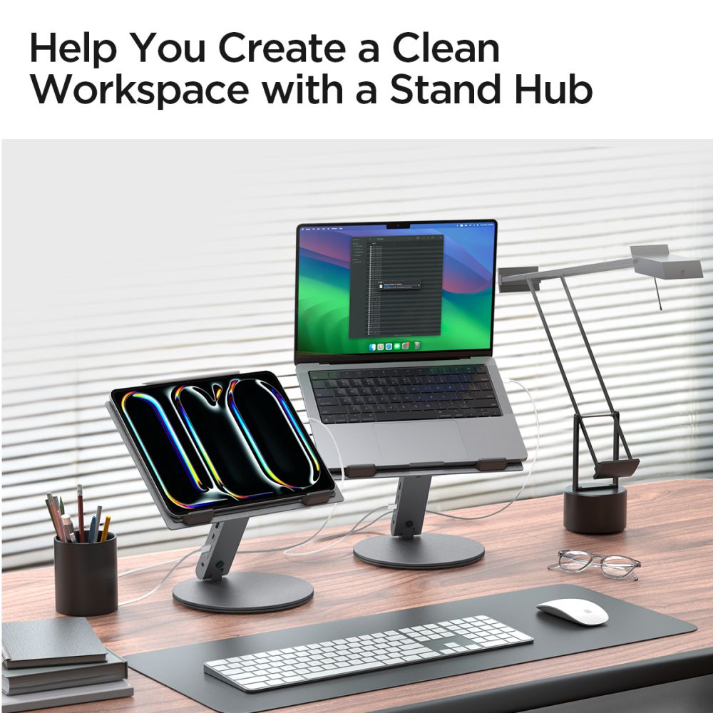 Support Spigen LD204H pour ordinateur portable, Argenté