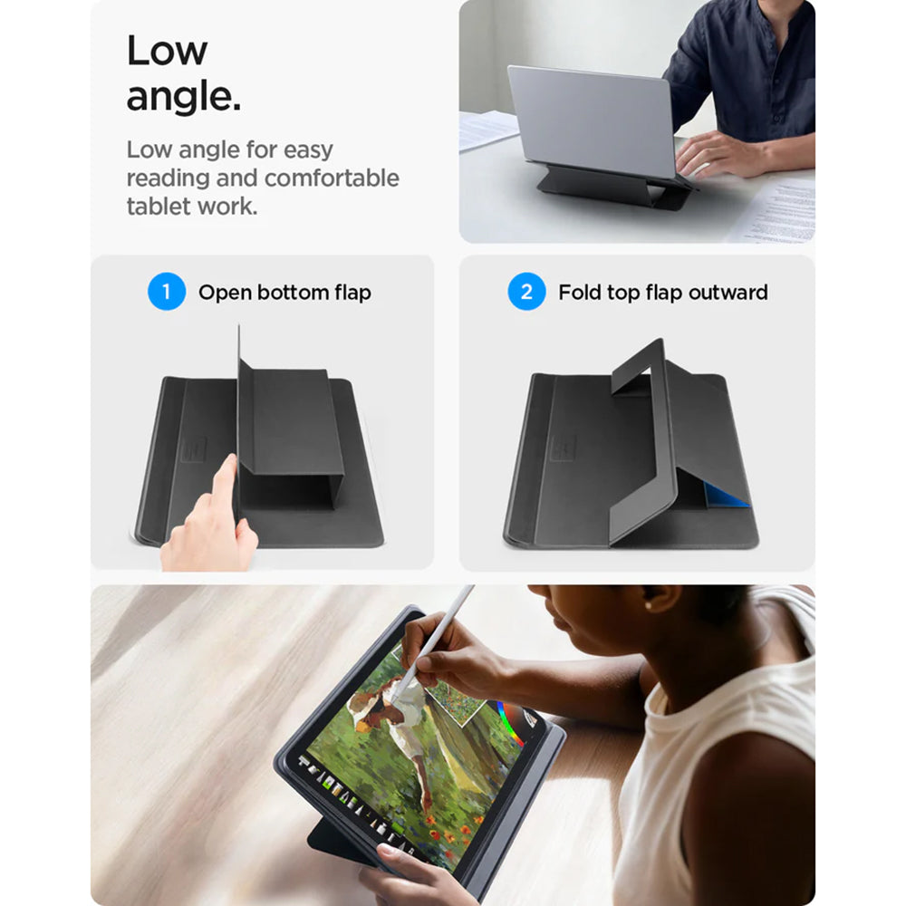 Spigen Slim Fold LD201-S7 standaard voor laptop max. 14 inch, zwart AMP11116
