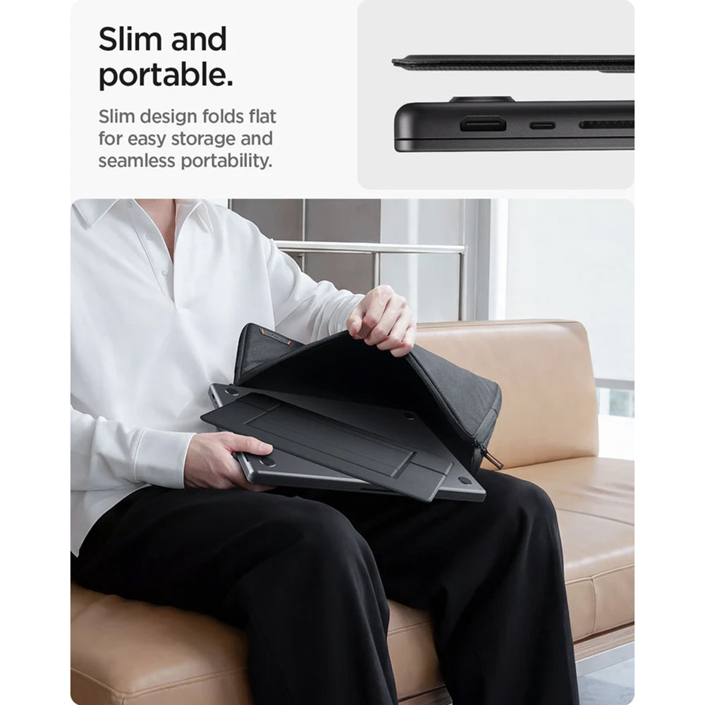 Spigen Slim Fold LD201-S7 standaard voor laptop max. 14 inch, zwart AMP11116