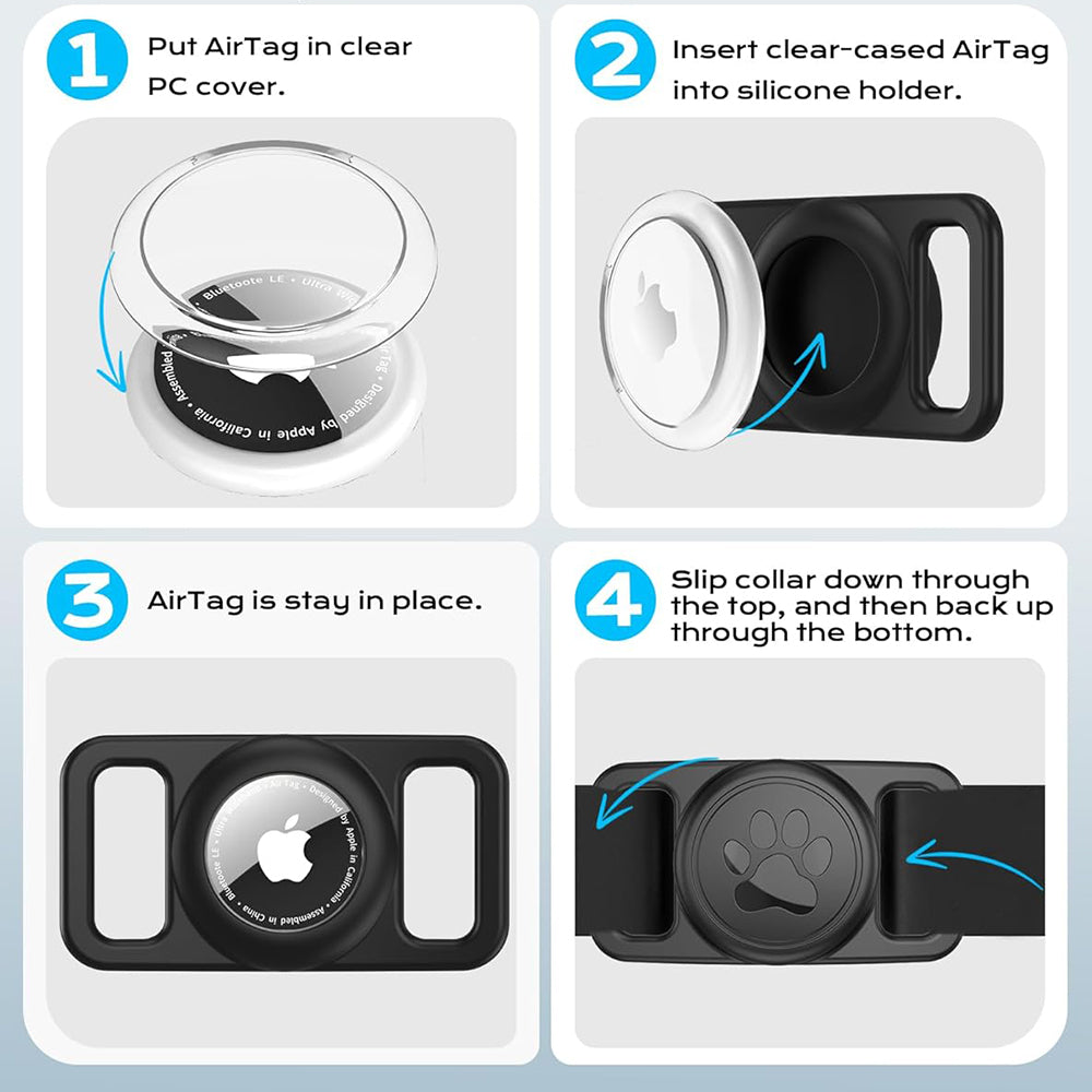 Techsuit BuddyGuard DG1 Halterung für Apple AirTag am Haustierhalsband, Schwarz