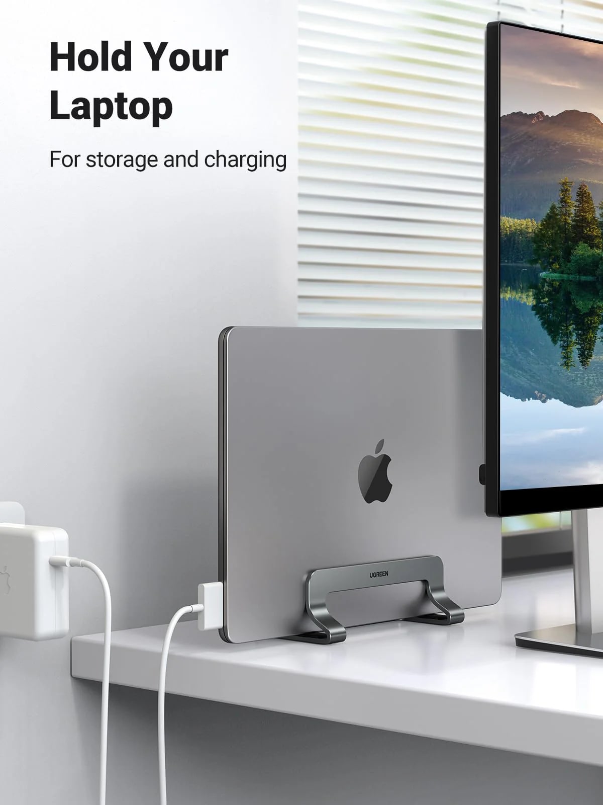 Verticale Laptopstandaard UGREEN LP258 voor laptops met een dikte van 12mm - 26mm, Zilver