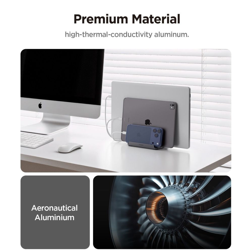 Support Vertical Spigen LD208S4 Two pour Laptop de 14mm à 27mm d'épaisseur, Gris