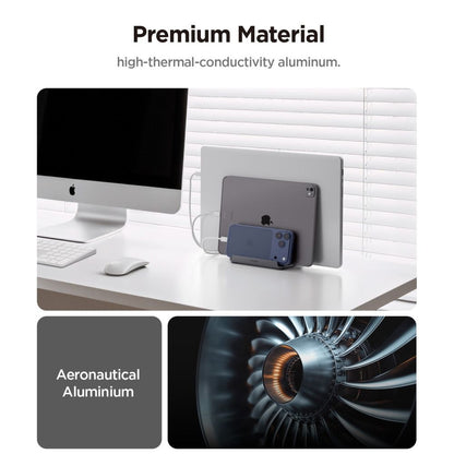 Support Vertical Spigen LD208S4 Two pour Laptop de 14mm à 27mm d'épaisseur, Gris