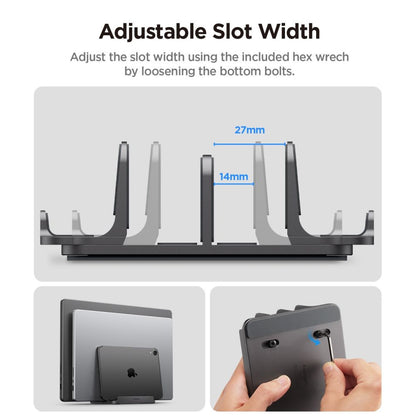 Support Vertical Spigen LD208S4 Two pour Laptop de 14mm à 27mm d'épaisseur, Gris