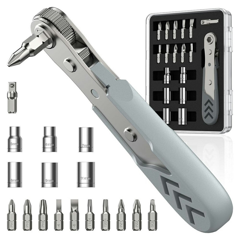 Ratelschroevendraaier Axth, 17in1, Grijs