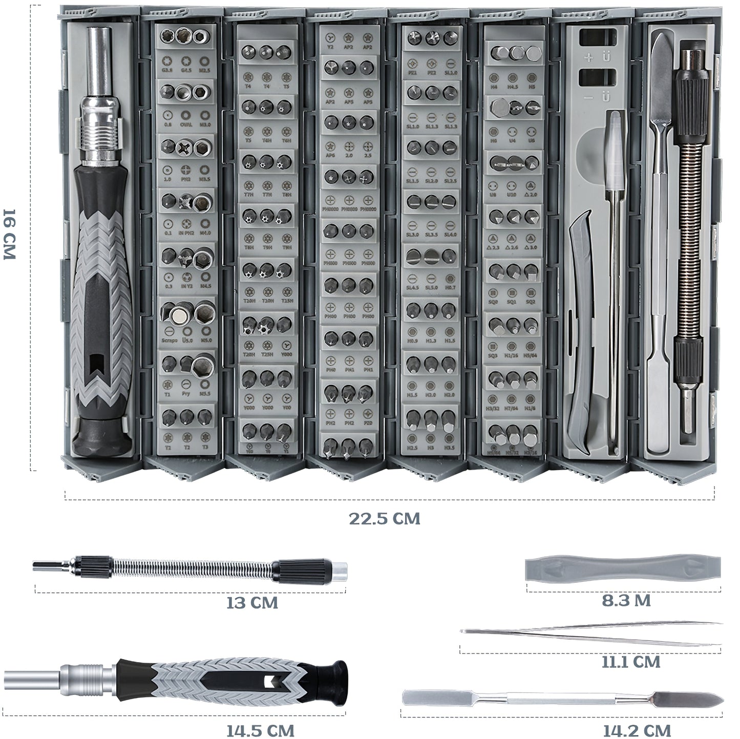 OEM-schroevendraaier, 126in1, Grijs 