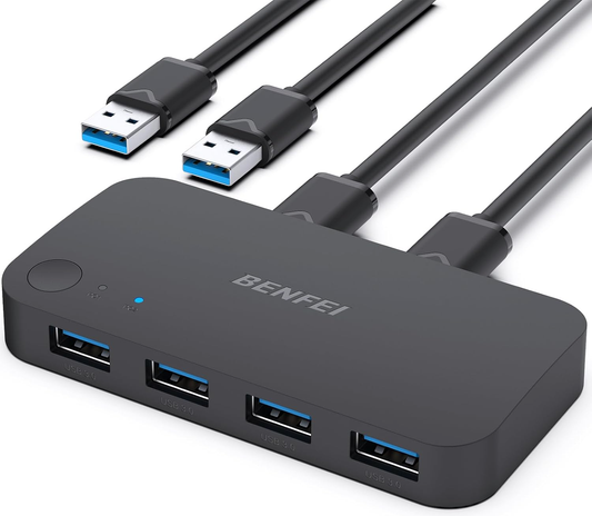 USB-switch Benfei, 4 x USB-A 3.0, Zwart