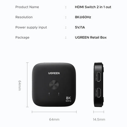 Switch Video HDMI UGREEN 65877, Zwart
