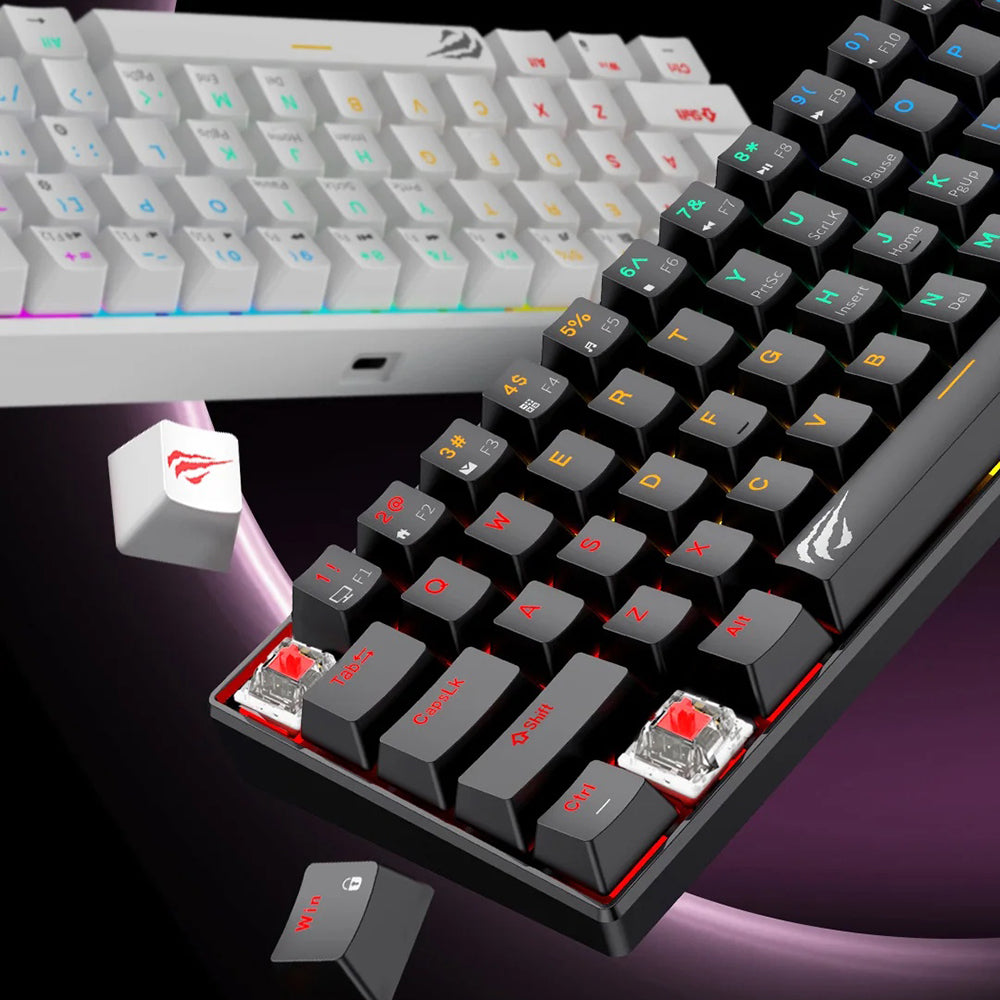 Clavier Gaming HAVIT KB903L, RGB, 1.8m, Transparent Blanc