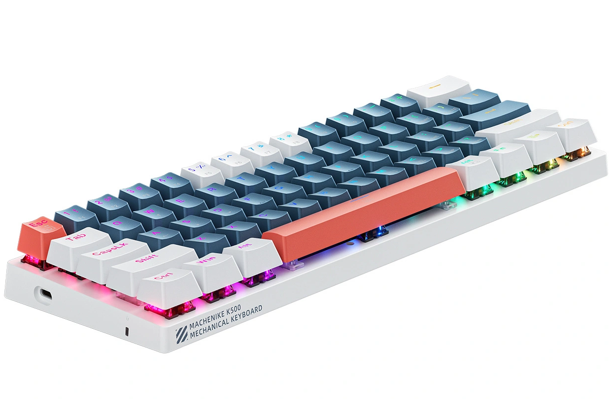 Gaming-Tastatur Wired USB Machenike K500-B61 Mechanical, RGB, Blau Weiß
