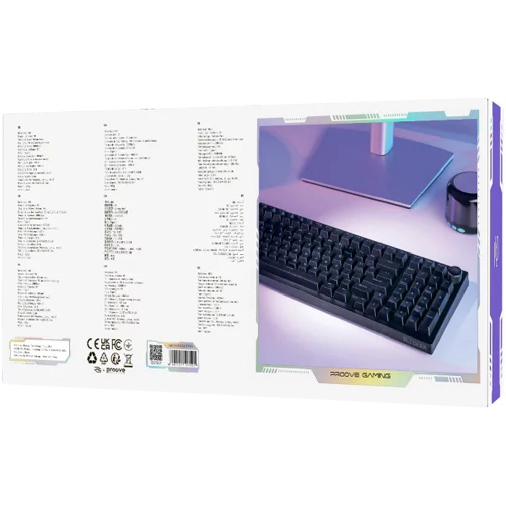 Draadloos Gaming Toetsenbord Proove Slicker, RGB, BT / Wi-Fi / Bedraad, 1.8m, Zwart WKSLEN00022401