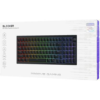 Draadloos Gaming Toetsenbord Proove Slicker, RGB, BT / Wi-Fi / Bedraad, 1.8m, Zwart WKSLEN00022401