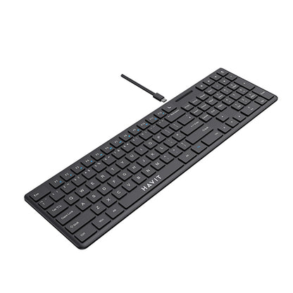 Clavier filaire USB HAVIT KB252, USB-C, 1.5m, Noir