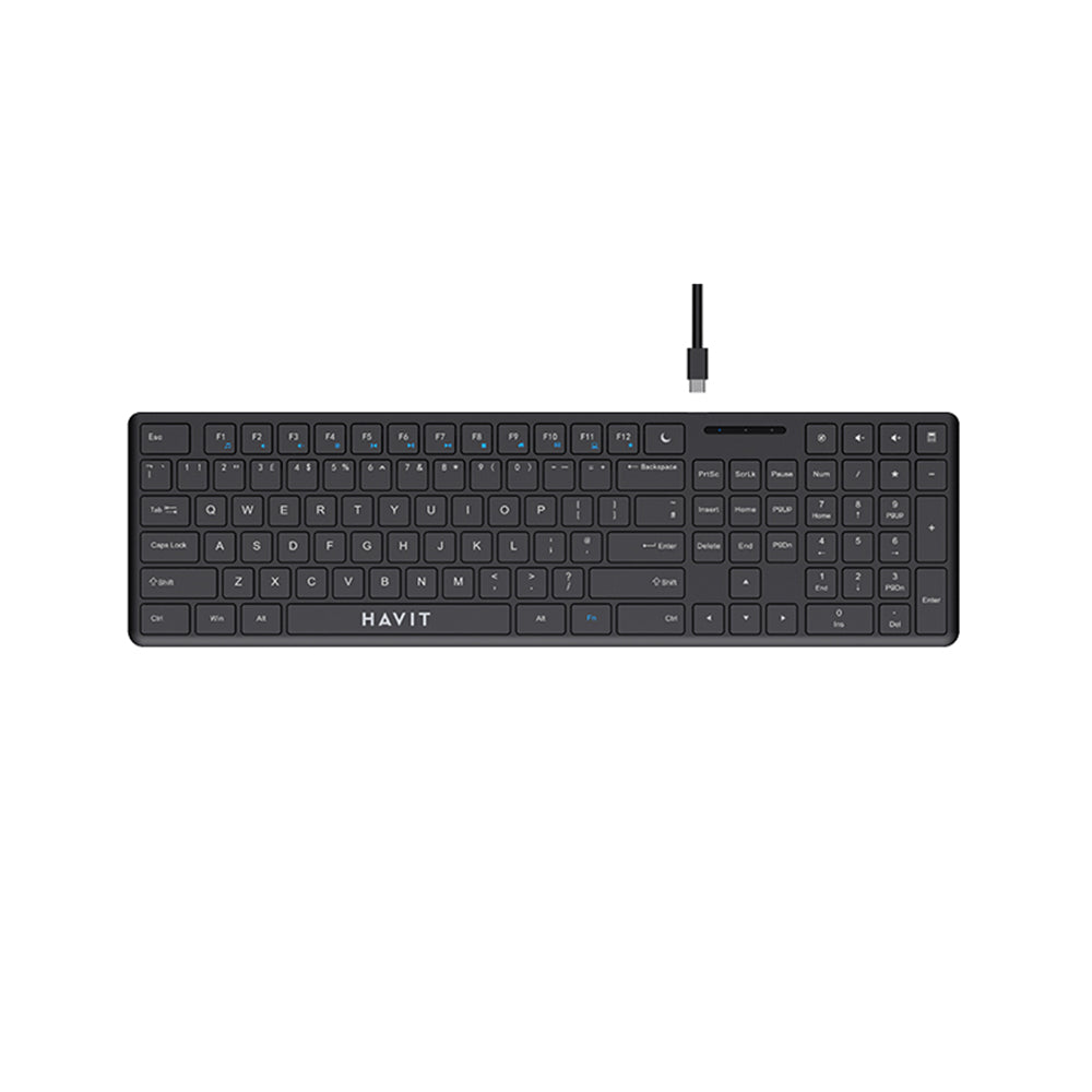 Clavier filaire USB HAVIT KB252, USB-C, 1.5m, Noir