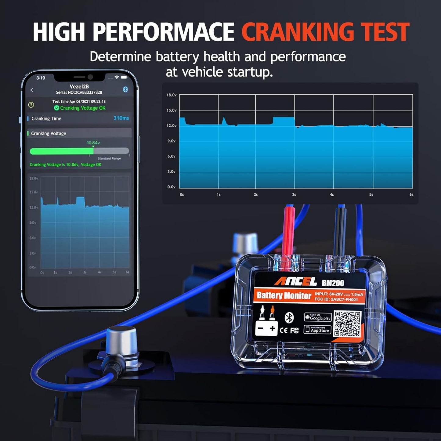 Bluetooth Tester Auto Batterijmonitor Ancel BM200