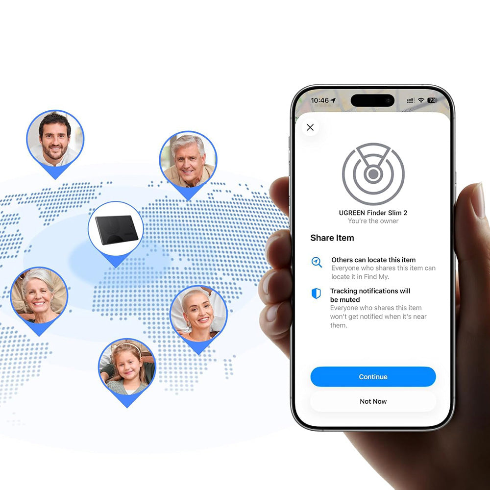UGREEN SmartTag Smart Finder Slim 3 CM921 für iOS Series, Schwarz