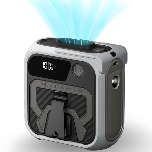 Techsuit Z13 Portable Fan with 10000mAh External Battery, Grey