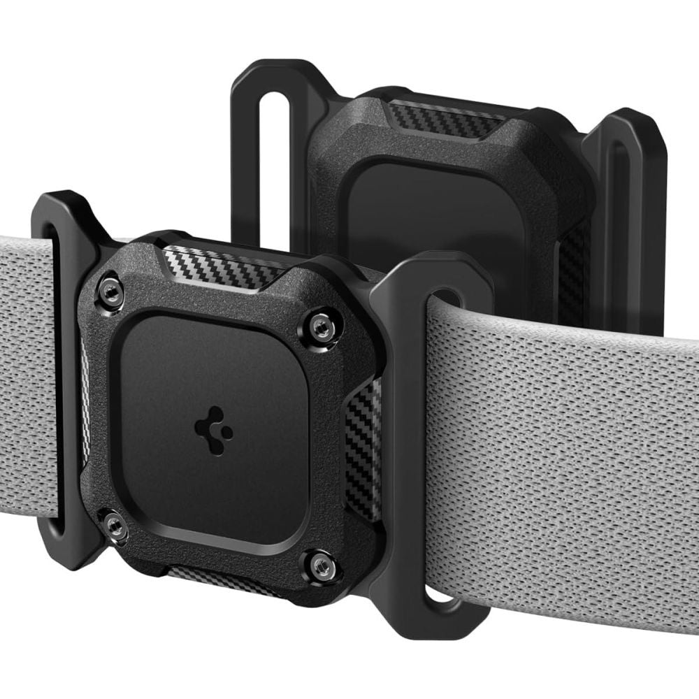 Haustierhalsband mit Spigen Tough Armor Halterung für Apple AirTag, Schwarz